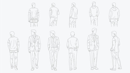  vector illustration of a man and woman, group of people, silhouette of peoples