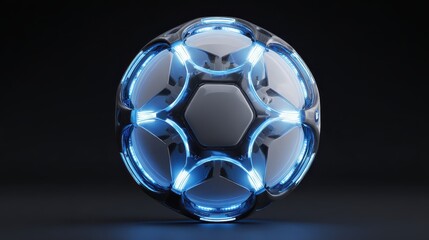 Naklejka premium futuristic 2026 soccer ball with glowing rings world championship sports concept 3d render on black background