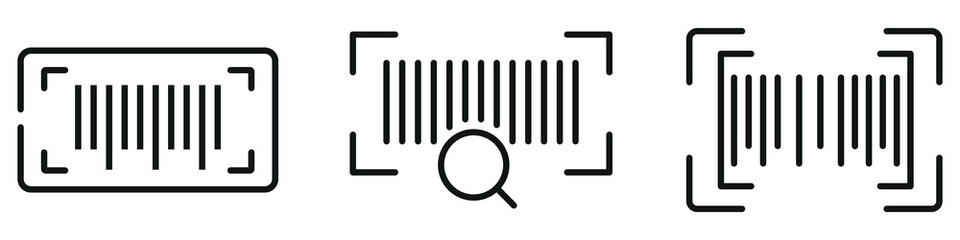 Barcode Scan Icon Set – Outline and Minimal Symbols for Retail, Inventory, and Digital Scanning Design