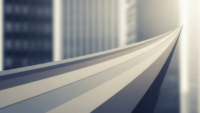 Contemporary canopy with bold lines over blurred city background - Powered by Adobe