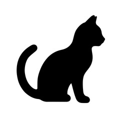 Black and white vector silhouette of a cat on white background