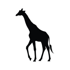 Walking giraffe silhouette icon vector flat design.