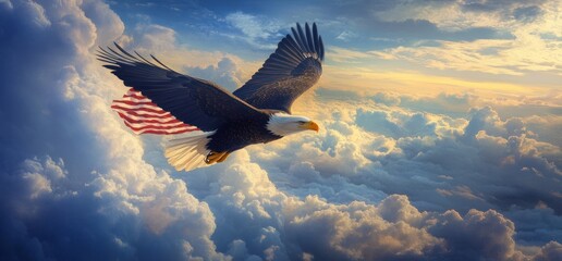 Majestic Eagle Soars Above Clouds