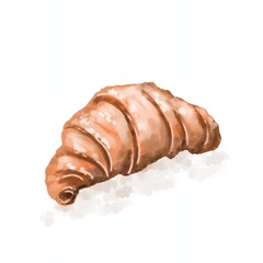 fresh gourmet croissant watercolor vector illustration isolated