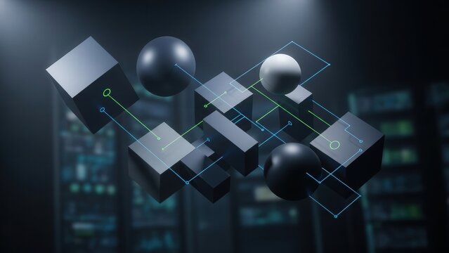 Highspeed computing highlighted by luminous blue lights