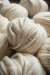 Sheep wool fiber. White wool texture