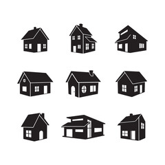 Small House Silhouettes Collection,Small Houses Silhouettes,Vector Small House Silhouettes,Tiny House Silhouettes,small house vector