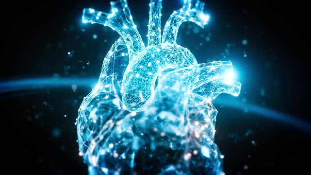 Futuristic Polygonal Heart Digital Interface - AI Health & Cardiology