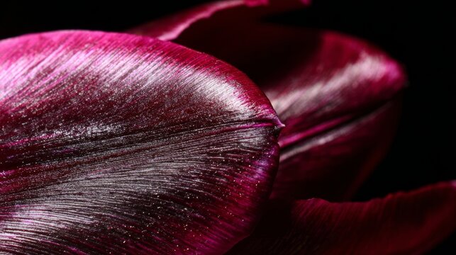A macro shot of ruby tulip petals