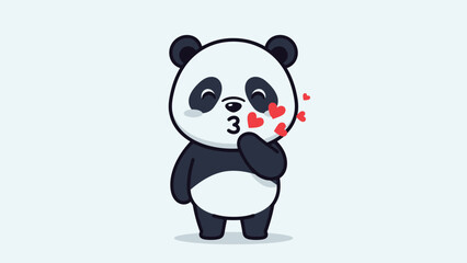 A cute cartoon baby panda bear character from the wild bamboo forests of China holds a blank sign with a funny smile in this nature-inspired vector illustration © khava