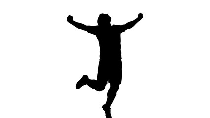Fototapeta premium Silhouette of Triumph: A dynamic silhouette captures a moment of pure victory and exhilaration, with arms outstretched in celebration.