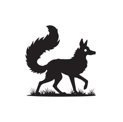 Black Fox Silhouette Vector Illustration on White Background