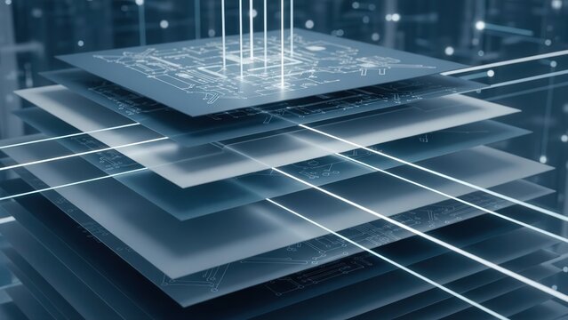 Hightech semiconductor architecture illuminated in sleek laboratory setting