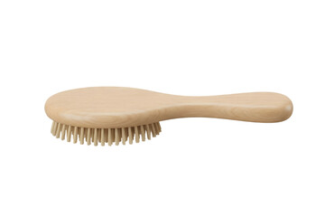 Small natural beige hairbrush with rounded bristles, designed for gentle styling and scalp massage