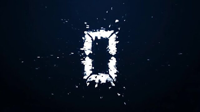 Countdown timer from three to zero with digital futuristic numbers on a dark blue background