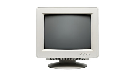 A blurry image of an old crt computer monitor on a black background