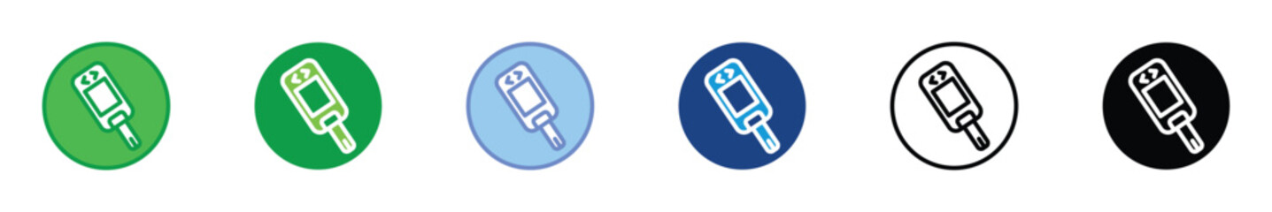 Glucometer Icon Set in Multiple Color Styles for Blood Sugar and Diabetes Monitoring