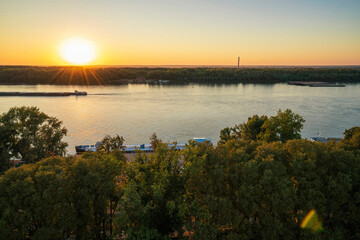 Sunset over the Danube River in Ruse Bulgaria