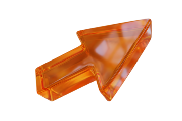 Shiny Orange Transparent Arrow Icon Made of Glass, Pointing Right