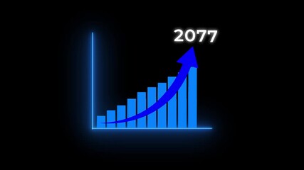 2077 new year business background.Business analyzes business growth by graphics, Target plan. Growth, arrow up. Finance, Bar graph going.