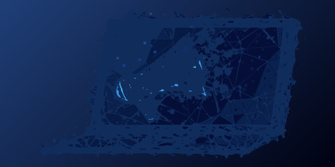 Abstract dark blue square with a shattered fragmented and crystalline texture