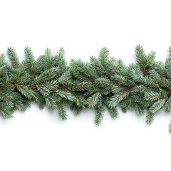 Long Artificial Evergreen Holiday Garland Decoration on Clean White Background