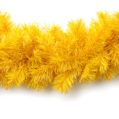 Golden Christmas Garland Decoration with Fluffy Tinsel