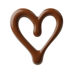 Obraz premium A beautiful and glossy heart shape made of rich chocolate liquid isolated on a black background