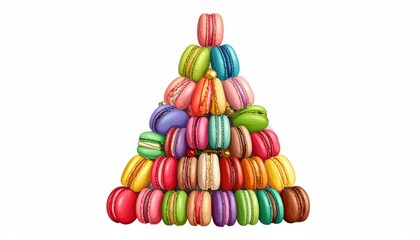 Colorful Macaron Pyramid Christmas Tree Illustration