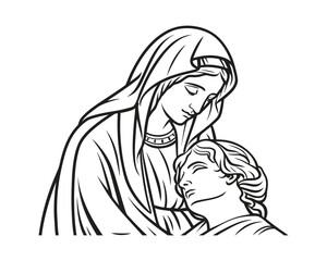 Minimal Clean Vector Illustration of the Pietà Statue