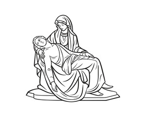 Minimal Clean Vector Illustration of the Pietà Statue