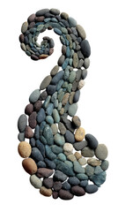 a spiral pebble mosaic stepping stone clipart, creative outdoor path element, Stylish arrangement of colorful pebbles forming a swirl shape, ideal for design projects and creative inspiration.