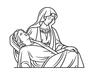Minimal Clean Vector Illustration of the Pietà Statue