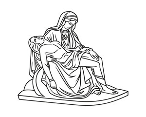 Minimal Clean Vector Illustration of the Pietà Statue