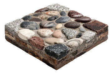 a stepping stone made from reclaimed industrial rubble clipart, sustainable garden decor, showcasing texture and natural colors, ideal for architectural design.