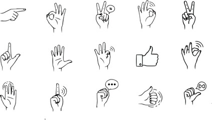 Vector art of  set of Hand Gesture Silhouette Vector Set | Sign Language & Communication Icons 
I Sign Language Hand Silhouettes | Bold Black Vector Icon Set