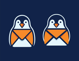 Obraz premium Penguin Torso Whose Wings Fold Into The Flap Of An Envelope Logo, 