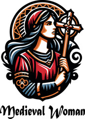 Obraz premium girl with sword and gun illustration