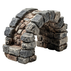 an arched cobblestone path section clipart, oldworld charm decor, A rustic stone archway showcasing intricate masonry and natural textures.