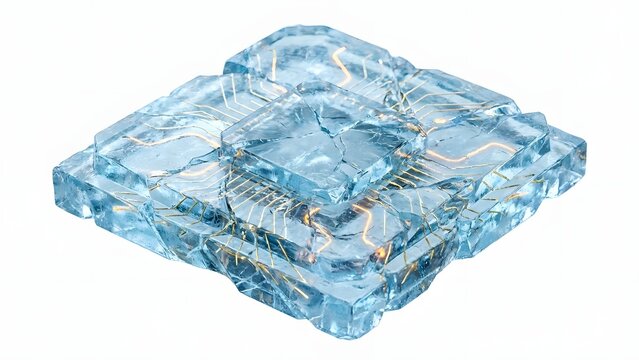 Sparkling blue crystal orgone energy generator pyramid