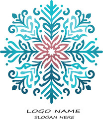 Abstract Floral Snowflake Vector Pattern Background for Winter Decoration