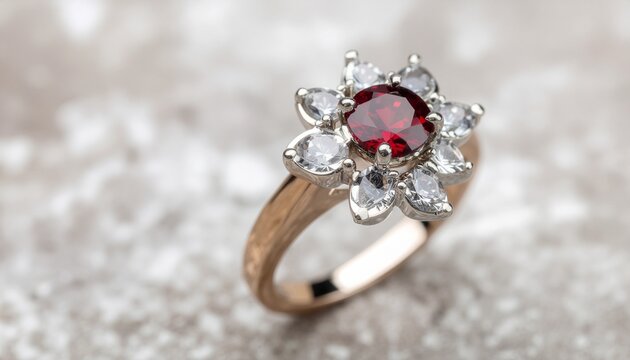ルビーとダイヤモンドのゴールドリング / Gold Ring with Ruby and Diamonds
