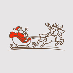 Santa in Reindeer Sleigh clipart