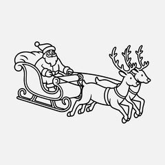 Santa in Reindeer Sleigh SVG Christmas Santa sleigh clipart