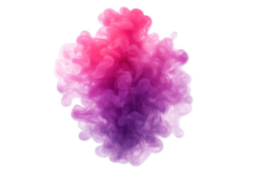Fototapeta premium Pink and purple fluid ink cloud swirling in water creating abstract artistic shapes on transparent background