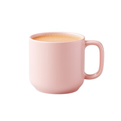 Cozy Pink Mug Filled with Freshly Brewed Coffee on a White Background