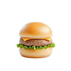 Delicious Hamburger with Fresh Lettuce and Cheese on a Bun