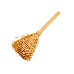 Classic Handcrafted Broom with Natural Straw Bristles and Wooden Handle