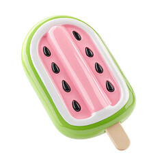 Colorful Watermelon Ice Cream Treat on White Background