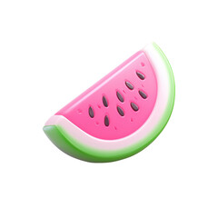 Bright and Juicy Watermelon Slice with Pink Flesh and Green Rind